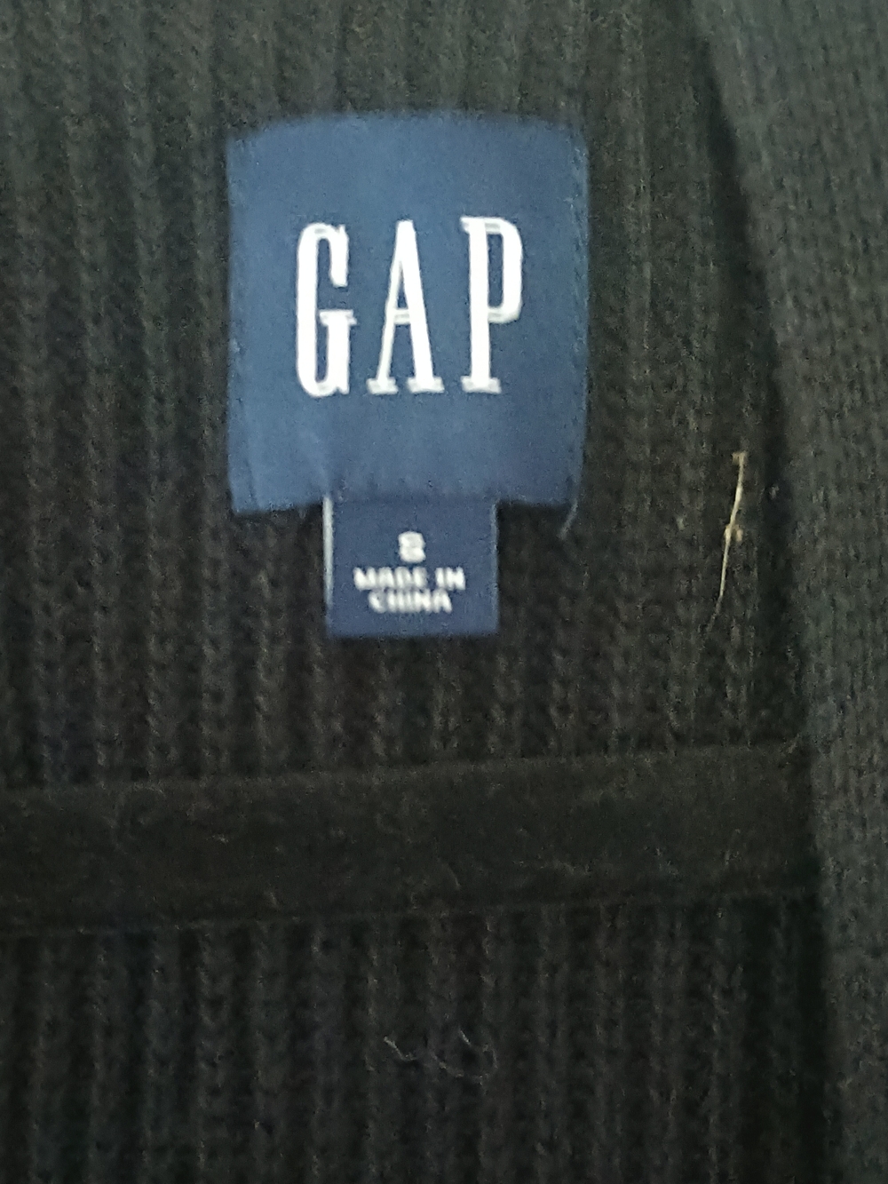 GAP Women's Black Ribbed Cardigan with Logo Tag